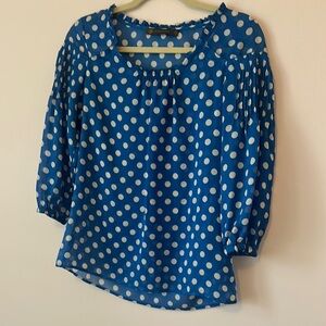 Blue and White Polka Dot Women's Top
